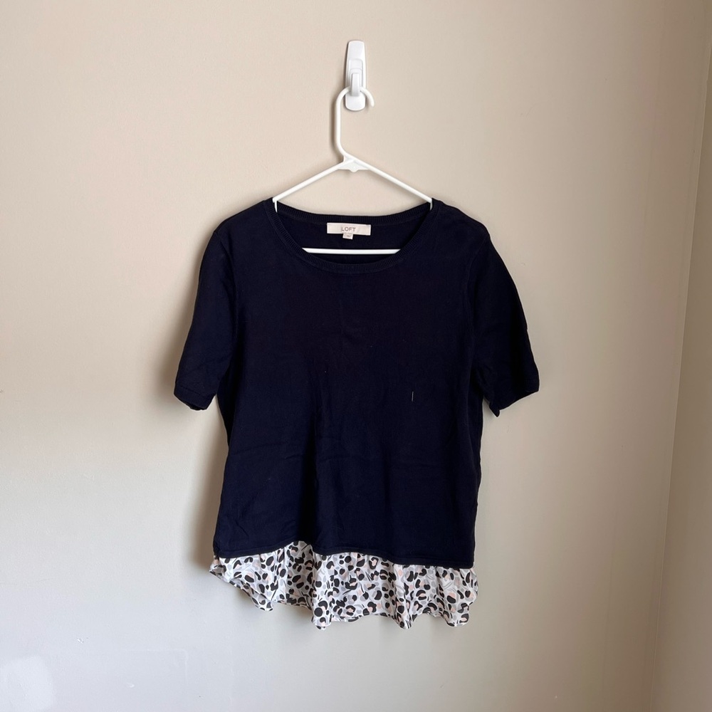 LOFT Navy Sweater with Unique Hem